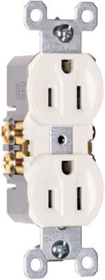Standard Duplex Outlet, White, 2-Pole, 3-Wire Grounding, 15-Amp., 125-Volt (Pack of 10)