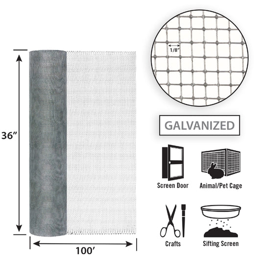 Garden Zone 36 in.   W X 100 ft. L Silver Gray Steel Hardware Cloth