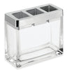 iDesign Casilla Divided Polished Chrome Clear/Silver Glass and Plastic Toothbrush Holder