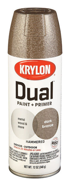 Pintura en aerosol + imprimación de bronce oscuro martillado dual de Krylon, 12 oz (caja de 6)