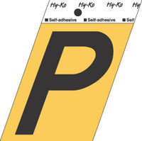 Address Letters, "P", Black/Gold Aluminum, Adhesive, 3.5-In. (Pack of 10)