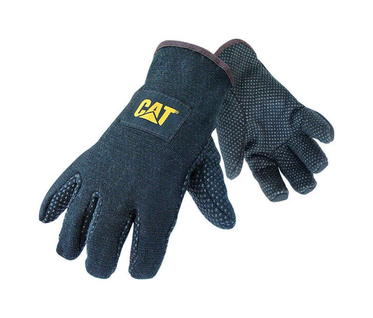 Caterpillar Men's Indoor/Outdoor Fleece Dotted Jersey Work Gloves Black L (Pack of 12)