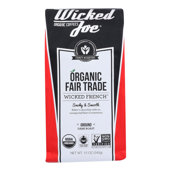 Wicked Joe - Café molido oscuro Rst RF Ft - Caja de 6 - 12 oz (paquete de 6)