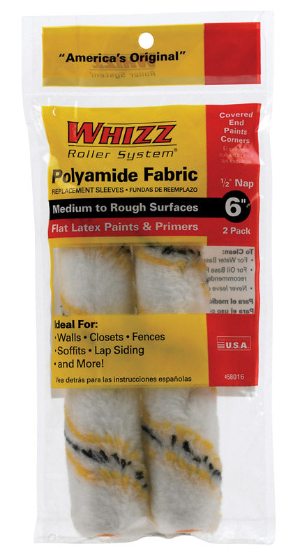 Whizz Polyamide Fabric 6 in. W X 1/2 in. Mini Paint Roller Cover 2 pk
