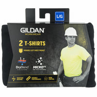 Short Sleeve Pocket T-Shirts, Black Cotton, M, 2-Pk