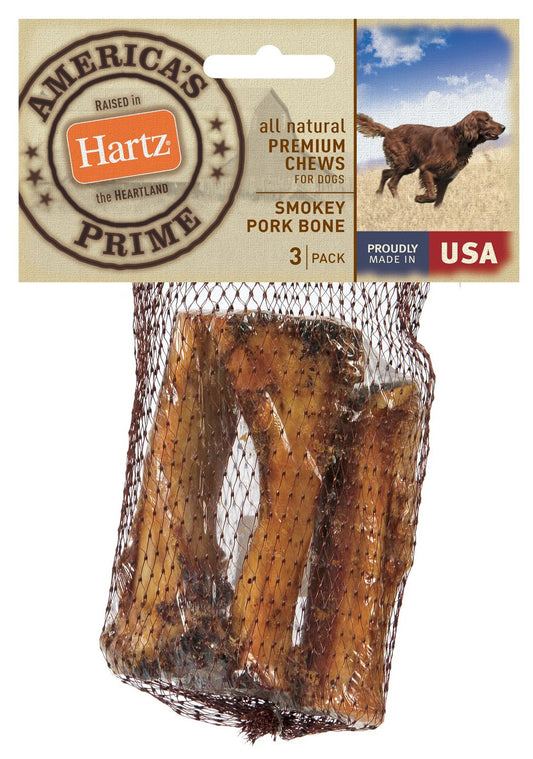 Hartz 12359 All Natural Premium Chews Smokey Pork Bone For Dogs 3 Count