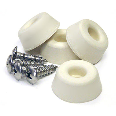 Rubber Bumpers, Screw-On, Almond, 1-In., 4-Pk.