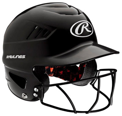 Cool Flo Batting Helmet With Baseball Mask, Black
