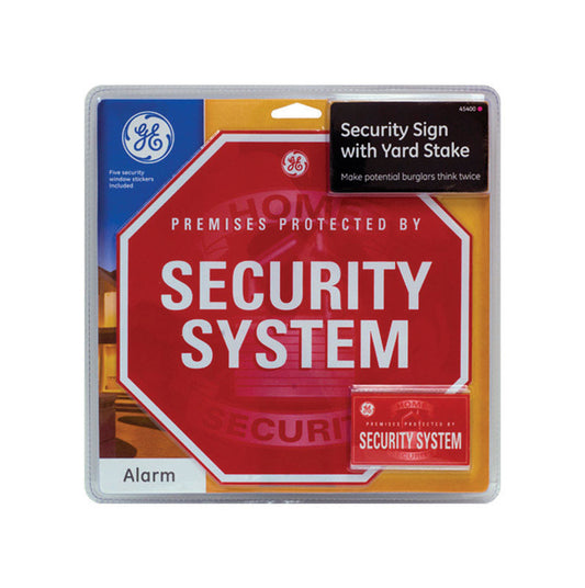 GE  English  Premises Protected By Security System  Security Sign Kit  Steel  14.4 in. H x 10.6 in. W