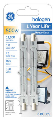Quartzline Halogen Heavy-Duty Lamps, 500-Watts, 2-Pk.