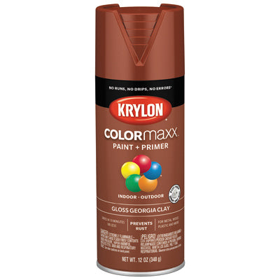 COLORmaxx Spray Paint, Georgia Clay, Gloss, 12-oz. (Pack of 6)