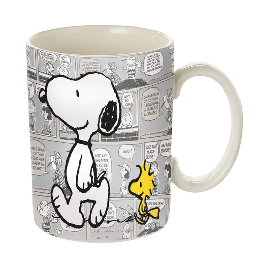 Department 56  Black/Yellow/White  Stoneware  Snoopy and Woodstock  Mug  1 pk