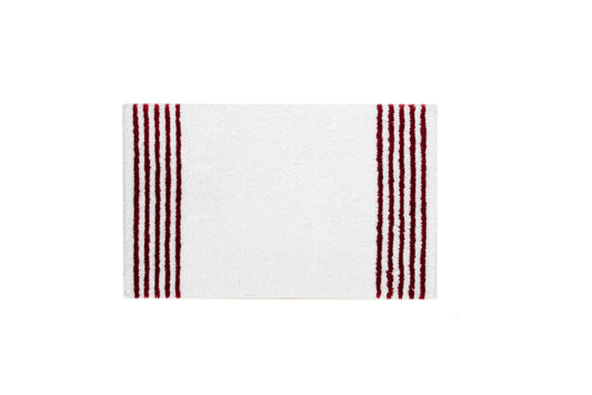 LIVIM NATURAL HOME Bath Rug 85% Cotton White with Beautiful Colored Lines R Red