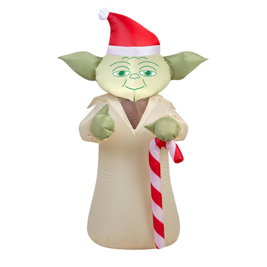 Gemmy  Airblown  Star Wars Yoda with Candycane  Christmas Inflatable  Multicolored  Fabric  1 pk