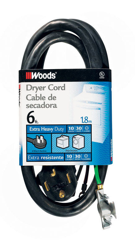 Woods 10/4 250 V 6 ft. L Dryer Cord