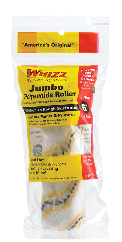 Whizz Maximus Polyamide Fabric 6 in. W X 1/2 in. Jumbo Mini Paint Roller Cover 1 pk