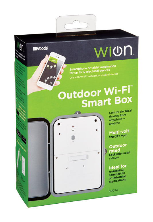 Woods WiOn Outdoor Wi-Fi Timer 120-277 V Gray
