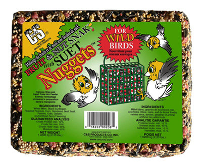Fruit & Nut Bird Food Snak With Suet Nuggets, 2-1/4-Lb.