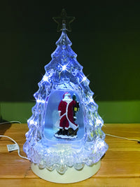 Decoris  LED Clear Tree With Santa  Christmas Decoration  White  Glass  1 pk
