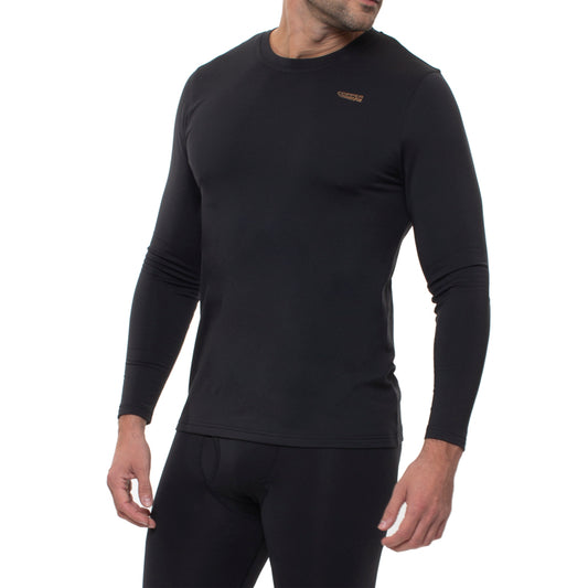 Copper Fit Black Long Sleeve Men's Round Neck Infused Thermal Shirt Large