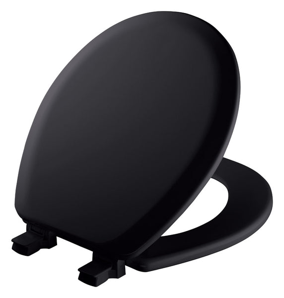 Mayfair  Never Loosens  Round  Black  Molded Wood  Toilet Seat