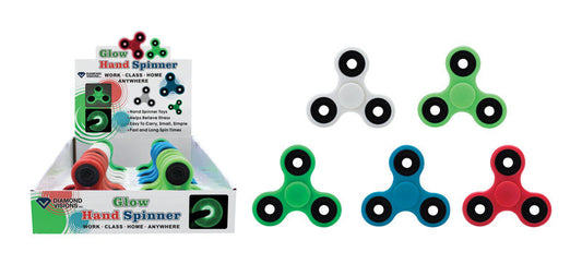 Diamond Visions Assorted Color Plastic/Rubber Glow Fidget Spinner (Pack of 24)