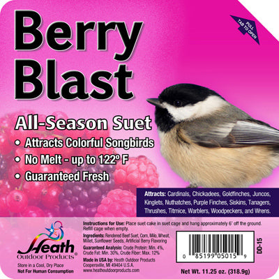 Heath Berry Blast Songbird Suet Beef Suet 11.25 oz. (Pack of 12)