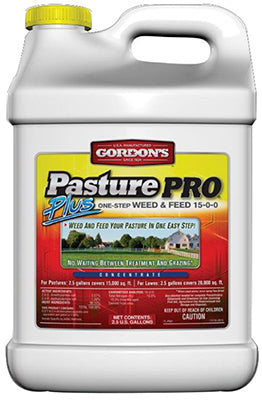 Pasture Pro Plus One-Step Weed & Feed, 15-0-0 Formula, Covers 15,000 Sq. Ft., 2.5-Gallon Concentrate