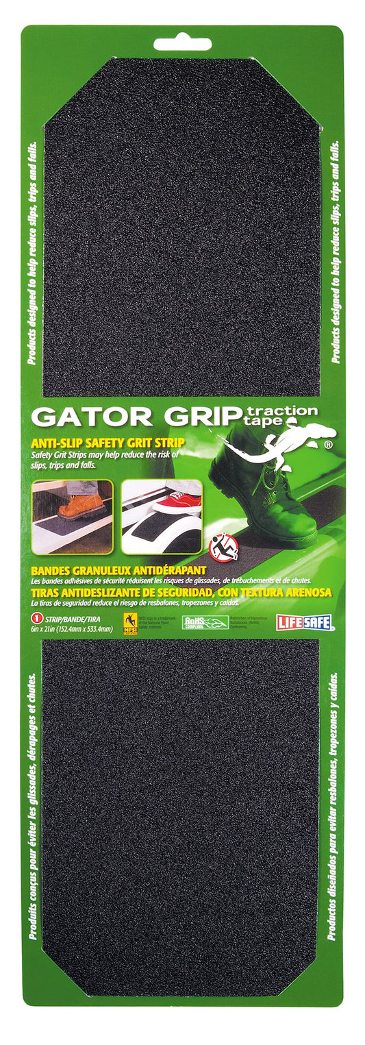 Incom RE629BL 6" X 21" Black Gator Grip® Anti Slip Safety Grit Tape Strip
