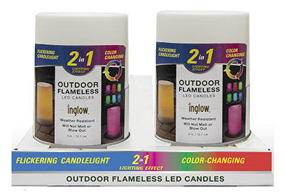 Inglow White Outdoor Pillar Candle 8 in. H x 4 in. Dia. (Pack of 4)
