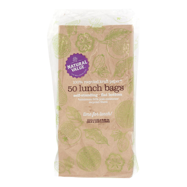 Natural Value - Bolsas para el almuerzo recicladas - Caja de 24 - 50 unidades (paquete de 24)