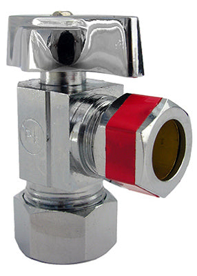 Pipe Fitting, Angle Valve, Chrome, Lead-Free, 5/8 x 1/2-In.