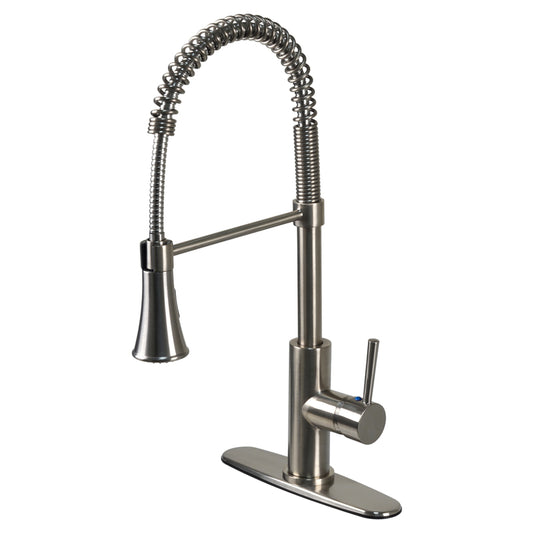 Ultra Faucets Euro One Handle Brushed Nickel Pull-Down Kitchen Faucet