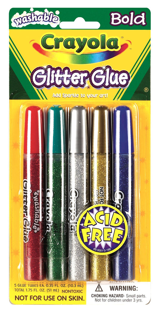 Crayola 69-3522 Washable Glitter Glue 5 Bold Colors