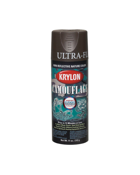 Pintura en aerosol de camuflaje marrón ultraplana de color natural no reflectante de Krylon, 11 oz (caja de 6)