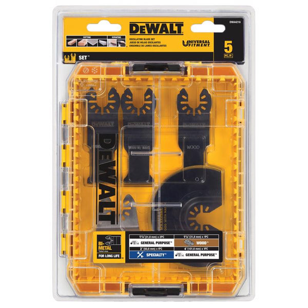 Kit de accesorios oscilantes de acero de alta velocidad DeWalt Universal Fitment de 5 piezas