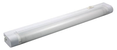 Under-Cabinet Fluorescent Light Fixture, White, Plug-In, 14-In.