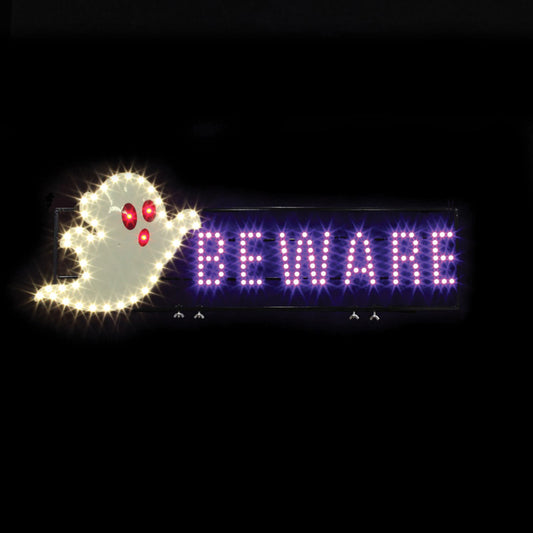 Santa's Best  LED  Prelit Beware Ghost Sign  Yard Dcor