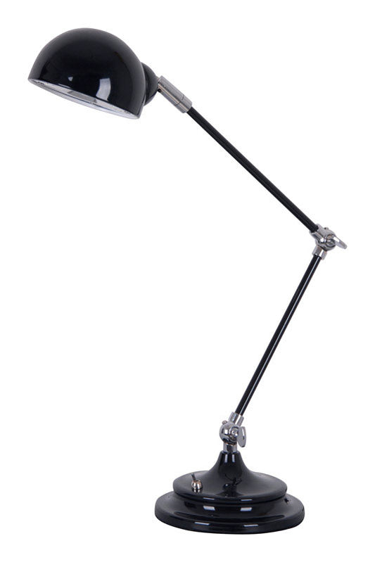Living Accents  20 in. Gloss  Black  Desk Lamp