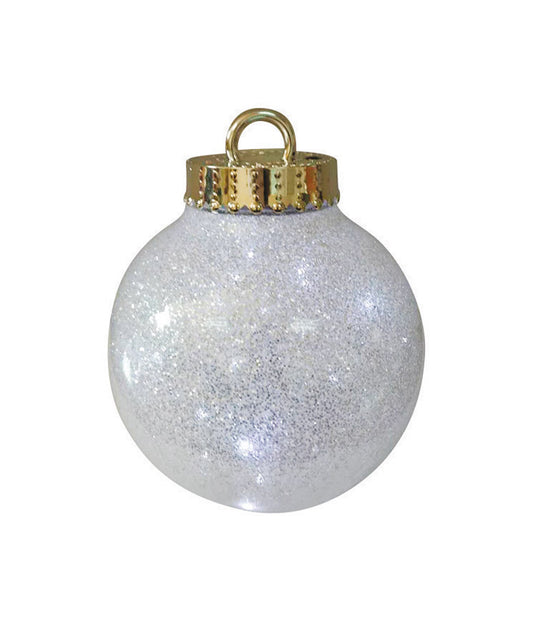 Celebrations  Battery  White  LED Glitter Ornament  Christmas Decoration