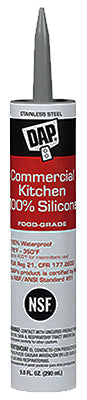 Commercial Silicone Kitchen Caulk, Stainless Steel, 9.8-oz.