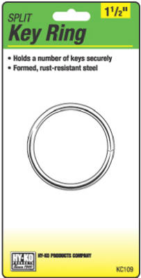 Split Key Ring, Brass-Plated, 1-1/2-In. (Pack of 5)
