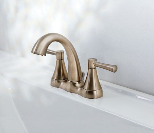 OakBrook  Modena  Brushed Nickel  Two Handle  Lavatory Pop-Up Faucet  4 in.