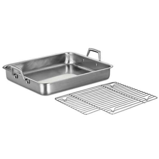 16.5 in Prima Stainless Steel Roasting Pan - Includes Basting Grill