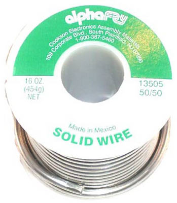 Alpha Fry 16 oz Solid Wire Solder 0.125 in. D Tin/Lead 50/50 1 pc