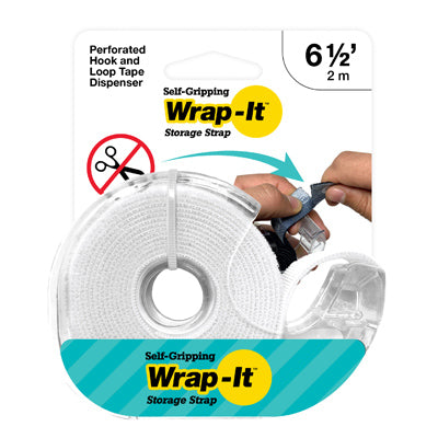 Self-Gripping Storage Strap Tape Roll, White, 6.5-Ft.