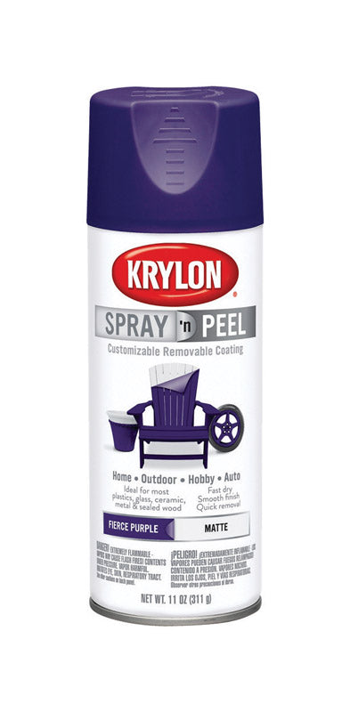 Krylon  Spray n' Peel  Matte  Fierce Purple  Spray Paint  11 oz.