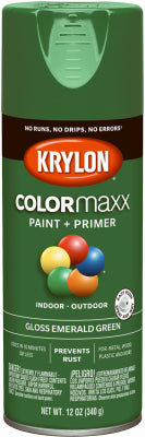 COLORmaxx Spray Paint + Primer, Gloss Emerald Green, 12-oz.
