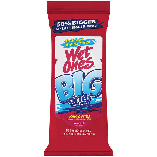 Wet Ones Big Ones Antibacterial Hand Wipes 28 wipes (Pack of 12)