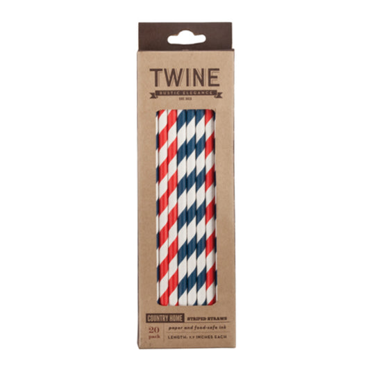 TWINE Rustic Elegance Striped Straws Paper 20 pk